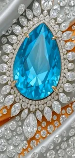 Elegant blue gemstone with diamond accents.