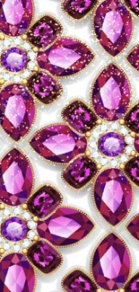 Purple gemstone floral patterned wallpaper for mobile.