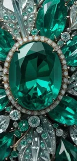 Vibrant emerald gemstone pattern wallpaper.