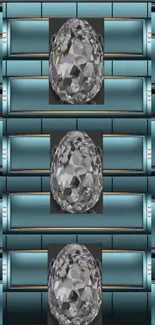 Elegant gemstone pattern with teal background.