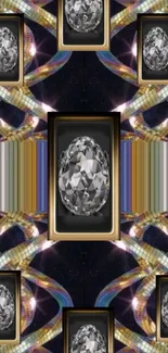 Elegant gemstone pattern mobile wallpaper with vibrant colors.