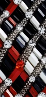 Elegant gemstone pattern with crystals and vibrant accents.