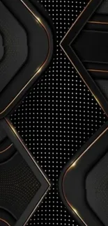 Elegant black geometric wallpaper with modern design.