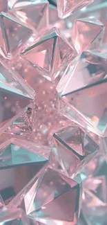 Geometric crystal art in pink hues