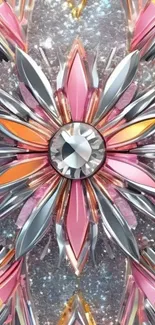Intricate geometric crystal design wallpaper