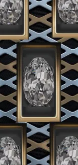 Elegant wallpaper with diamond and lattice design.