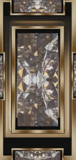 Elegant geometric gold and silver mobile wallpaper design.