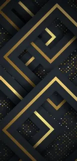 Geometric gold and black phone wallpaper with elegant design elements.