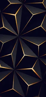 Intricate black and gold geometric 3D wallpaper.