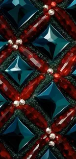 Abstract geometric jewel pattern wallpaper.