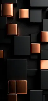 Black and copper geometric mobile wallpaper with abstract design.