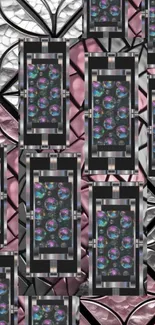 Geometric stained glass phone wallpaper with an elegant design.