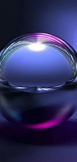 Elegant glass orb reflecting light with a purple-blue glow