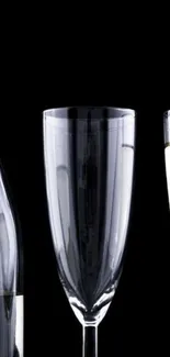 Elegant glassware on a black background.