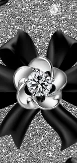 Stylish black floral design with glitter.