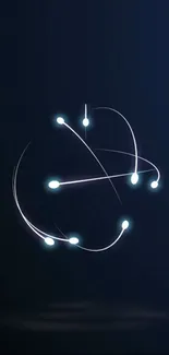 Abstract mobile wallpaper with glowing light trails and dark navy background.