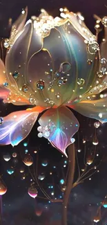 Elegant glowing flower with vibrant colors and digital art style.