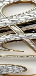 Elegant gold ampersand design with diamonds.