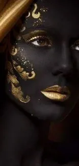 Elegant golden black face art wallpaper for phones.