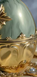 Elegant gold and jade egg design with intricate details.