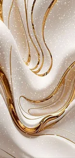 Elegant gold and white abstract wallpaper design.