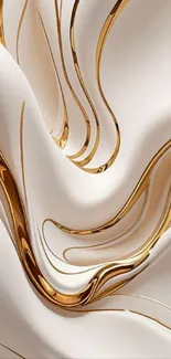 Elegant gold and white flowing abstract design.