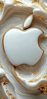 Gold-themed Apple logo wallpaper with elegant design.