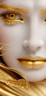 Elegant face in gold with intricate, artistic details.