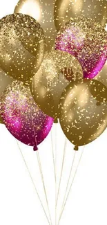 Elegant cluster of gold balloons with sparkling details.