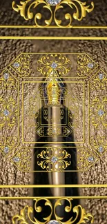 Gold baroque style mobile wallpaper with ornate design.