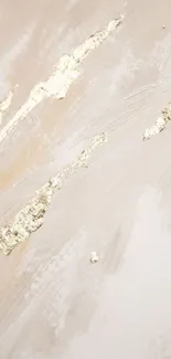 Abstract wallpaper with gold brush strokes on a beige background for mobile devices.