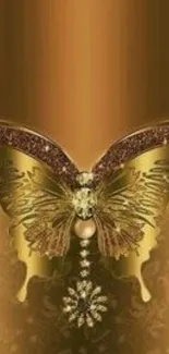 Elegant gold butterfly decor on mobile wallpaper.