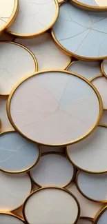 Gold outlined circular patterns wallpaper.