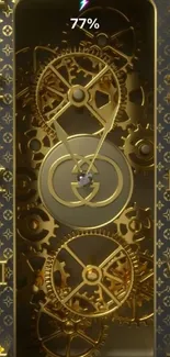 Intricate gold clockwork design with elegant gears.