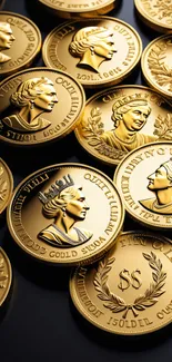 Luxurious gold coins with detailed engravings.