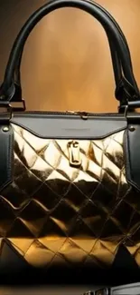 Elegant gold and black designer handbag wallpaper.