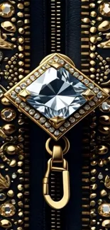 Luxury gold pattern wallpaper with diamond accent.