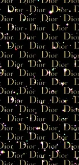 Dior wallpaper with gold text on black background.