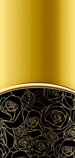 Elegant gold and black rose pattern mobile wallpaper.