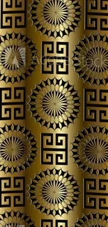 Luxurious gold geometric patterned wallpaper.