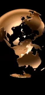 Elegant gold globe on black background wallpaper