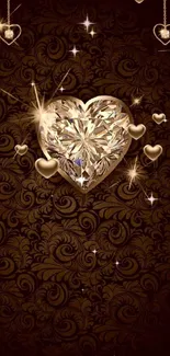 Elegant wallpaper with a gold heart design.