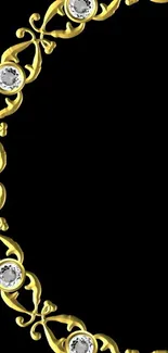 Ornate gold and jewel mobile wallpaper with black background.