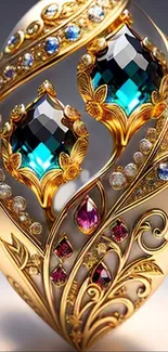 Elegant gold ornament with jewels.
