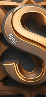 3D gold letter S on dark background