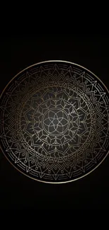 Elegant gold mandala on dark background wallpaper.