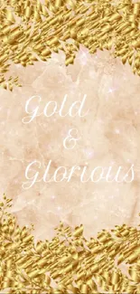 Elegant gold wallpaper with glorious golden leaves and text.