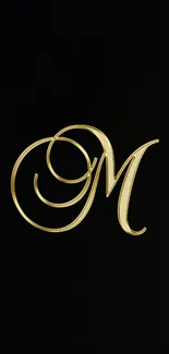 Elegant mobile wallpaper featuring a gold letter 'M' on a black background.