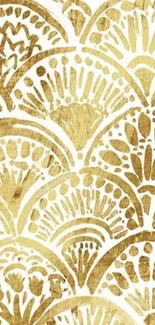 Gold patterned wallpaper with artistic fan motifs for mobile.