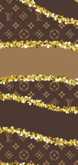 Gold and brown luxury pattern mobile wallpaper.